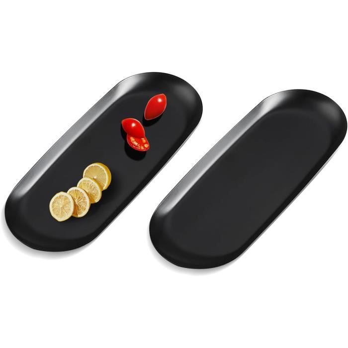 APACALI 3 Plateaux Noirs Acier Inoxydable 30x12cm - Déco, Rangement Bougies, Bijoux