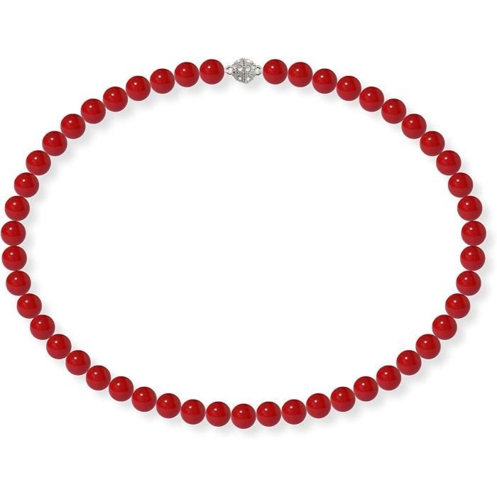 Collier De Perles De Nacre Naturelle 8mm - Longueur 55cm, Fermoir Acier, Fait Main, Neuf