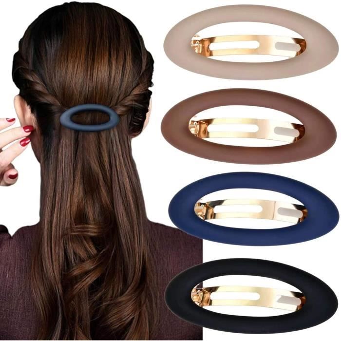 Lot de 4 barrettes à cheveux pour femme - Cheveux fins automatiques - Grandes barrettes classiques mates - Pour femmes et filles