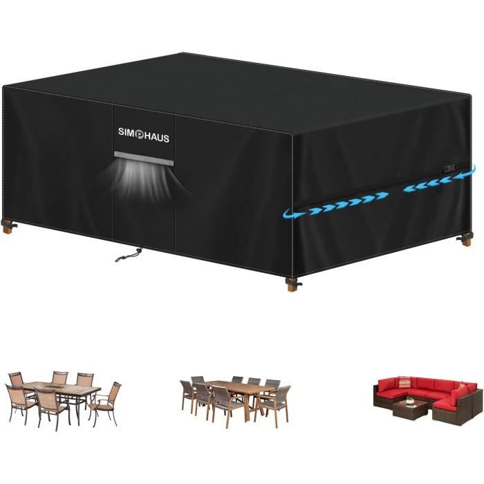 Housse De Protection Table De Jardin TRAHOO - 190x125x80cm - Imperméable Et Anti-Poussière - 5