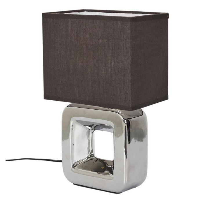 Lampe - Home Deco Factory - Céramique - Chromée - Argent Et Blanc