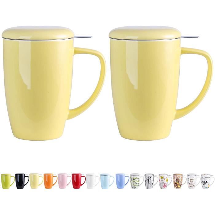 Blümelhuber Lot de 2 tasses colorées avec couvercle et infuseur à thé :  : Cuisine et Maison