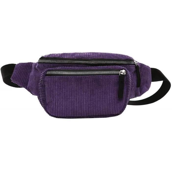 Sac Banane Femme Velours Côtelé Sac Banane Velours Côtelé Femme - 33x16x9cm - Sangle Réglable 52-100cm - 5 Couleurs - Multifonction Sac Velours Côtelé Réglable