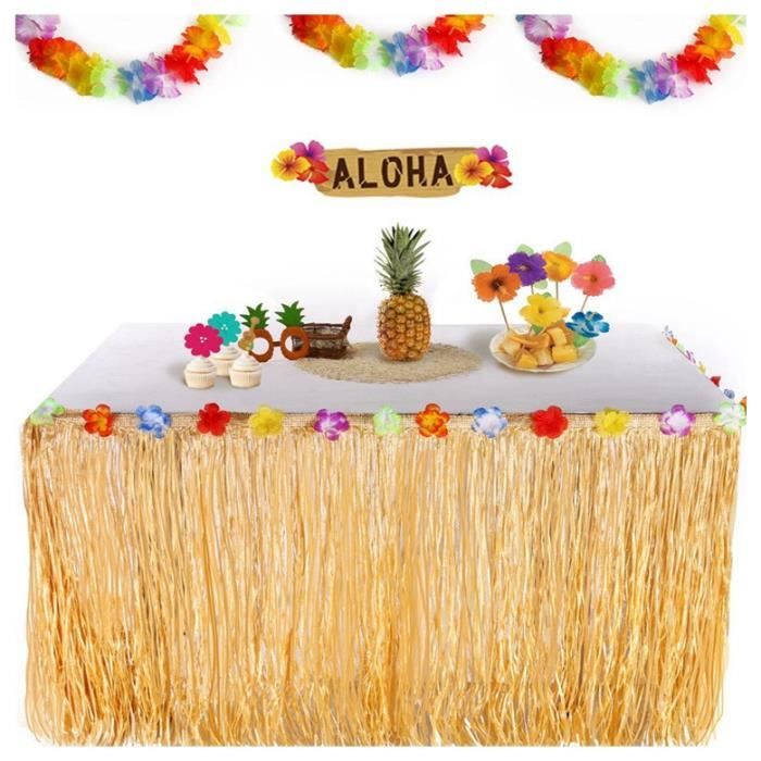 idéale pour Les Mariages et Autres fêtes NOWAYTOSTART Jupe de Table hawaïenne Jupe de Table en Herbe Weiyi de 108 Pouces 