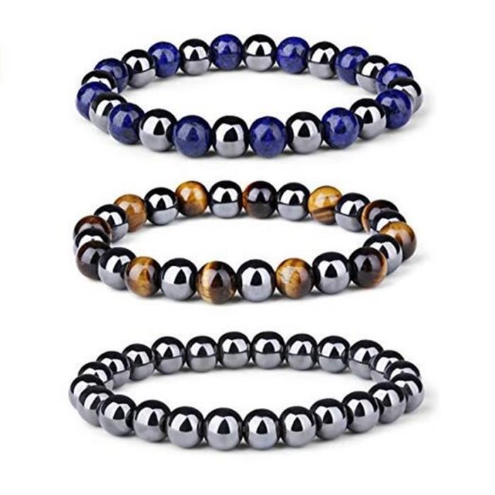 Simple Handmade Magnétique Double-couche Hématite Perles Bracelet jonc Bracelet