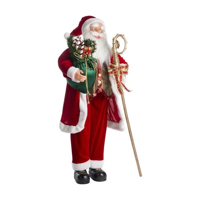 Pere Noel Grand Model Avec Sa Canne Doree Et La Hotte Cdiscount Maison