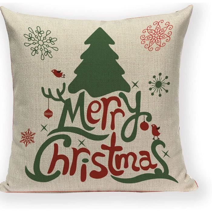 Housse Coussin Noël Motif Cerf | Taille 45x45 Cm, En Lin | Déco Festive Pour Canapé Et Lit