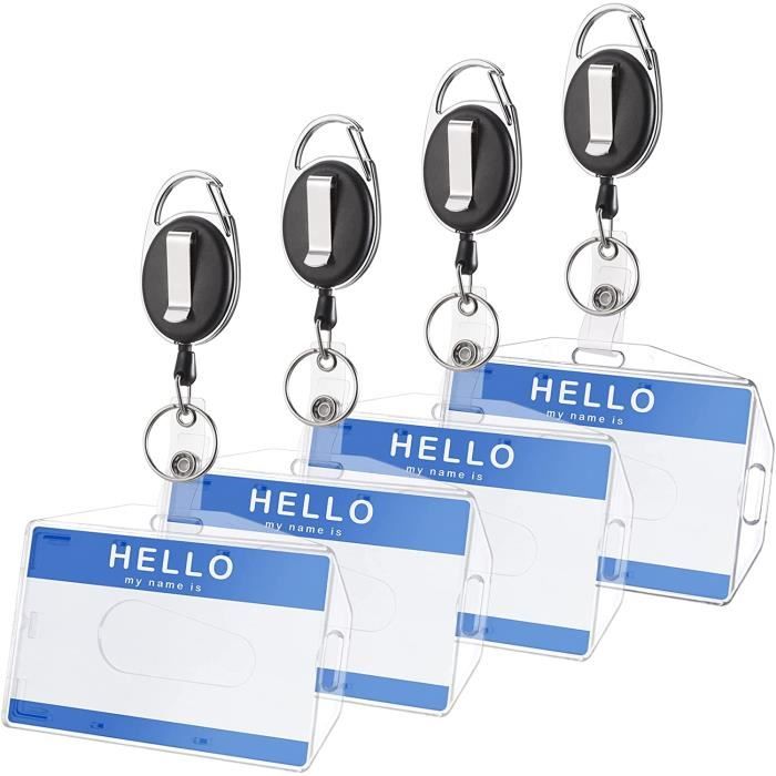 Porte Badge, 6 Pcs Rétractable Porte Badge Avec Porte Carte