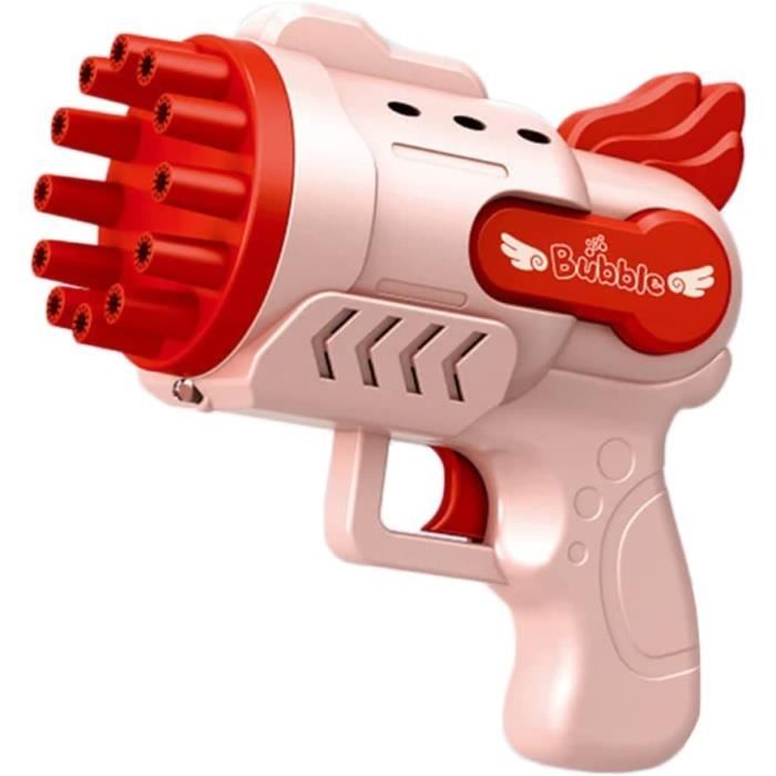 Pistolet à Bulles Automatique Pour Enfant - LED Lumineux - Fonctionne Sur Piles AA - Parfait Pour L'extérieur - Rouge - 2