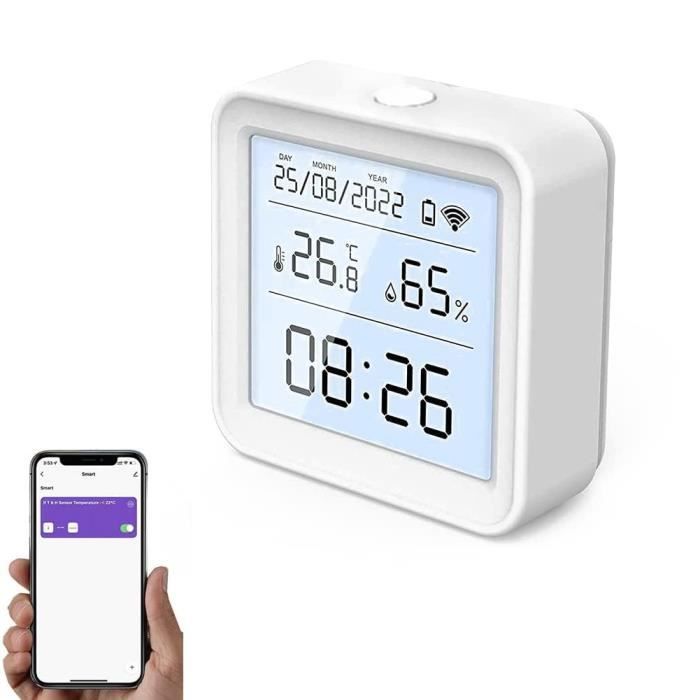 Thermomètre Hygromètre Intelligent Wi-Fi - Mini Capteur Température Humidité Intérieure, Sans Pile Incluses