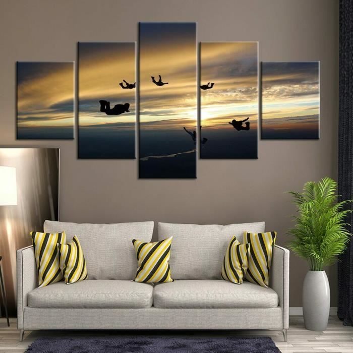 Poster Avion Militaire Sur Toile - Décor Mural Moderne - Motif Abstrait Et Rétro - Multi-couleurs