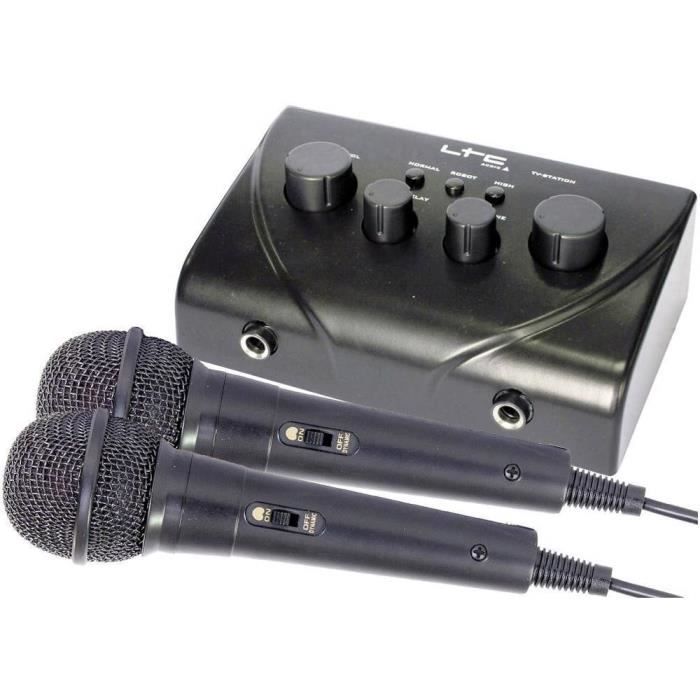 LTC TV-STATION - Set de mixage karaoke avec 2 micros et changeur de voix