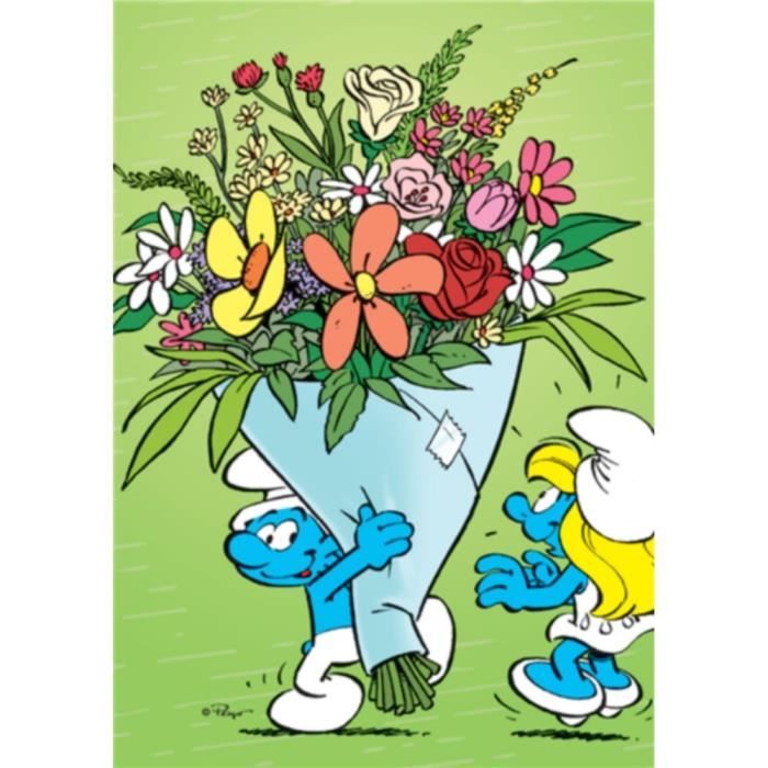 Carte Postale Les Schtroumpfs Schtroumpfette Et Bouquet De Fleurs 10x15cm Cdiscount Beaux Arts Et Loisirs Creatifs