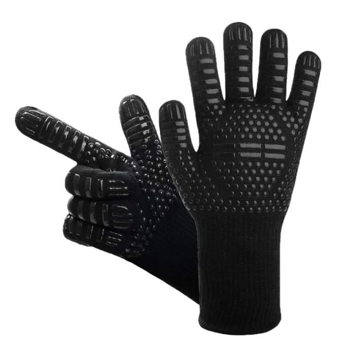 GANT DE CHANTIER,Fire Red--Gants De Barbecue Résistants à La Chaleur