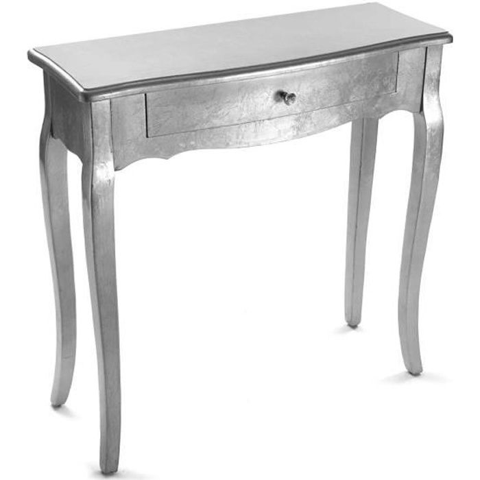 Meuble d'Entrée Étroit pour l'Entrée ou Couloir Cagliari - 80 x 30 x 80 cm - Console Console avec 1 tiroir en Bois - Argenté - Versa