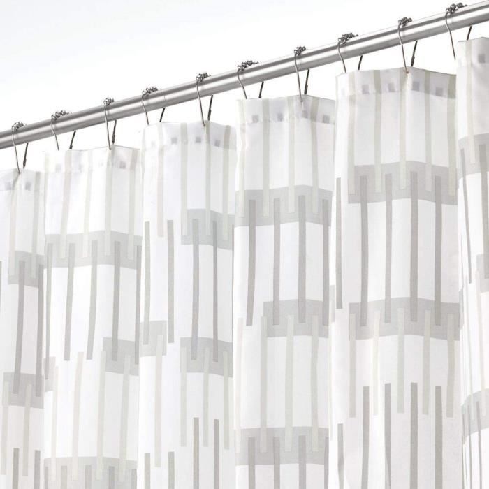 mDesign rideau de douche en tissu imperméable gris accessoire de salle de bain durable rideau de baignoire alourdi pour la douche et la baignoire de 183 cm x 183 cm