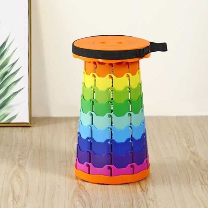 Tabouret de Camping - QIFAshma - Mini Tabouret Retractable - Réglable - Arc-en-ciel