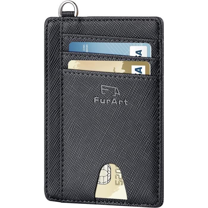 Support pour cartes de visite Portefeuille RFID ID automatique pop-up support de carte de crédit pour homme ou femme fin minimaliste Wallets Small noir 1 