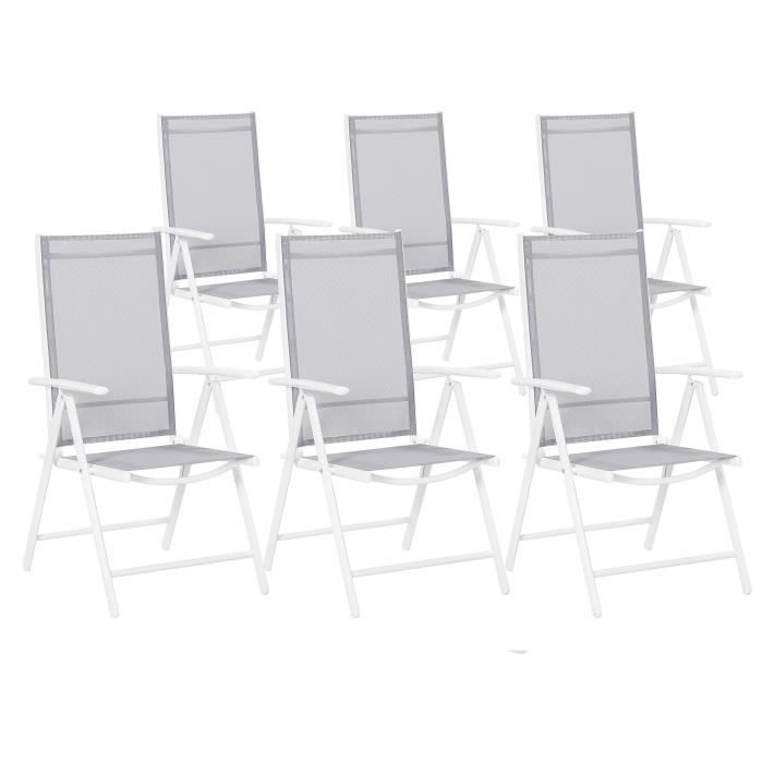 Chaises de jardin en aluminium grises - BELIANI - CATANIA - Dossier réglable en 5 positions - Urbain - Métal Chaises de jardin en aluminium grises - BELIANI - CATANIA - Dossier réglable en 5 positions - Urbain - Métal