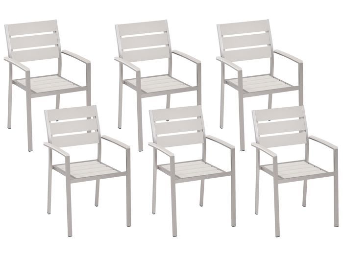 Lot de 6 chaises de jardin blanches VERNIO Lot de 6 chaises de jardin blanches VERNIO