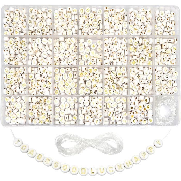 1400 pièces de perles de lettres, perles acryliques pour bracelets de bijoux, kit de fabrication de colliers