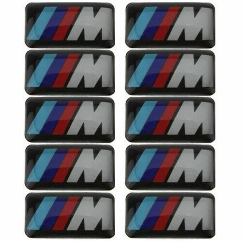 LOT 10 AUTOCOLLANT STICKER 3D LOGO BMW M DIM. 1,7 X 1 CM JANTES VOLANT