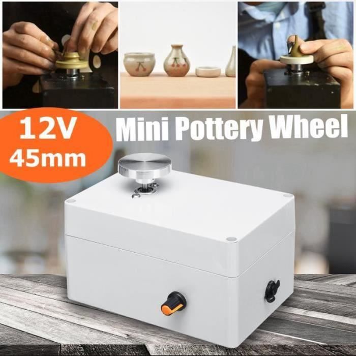 12V Mini Machine Céramique Électrique Tour Roue De Poterie Alimentation indépendante Argile Potier Art 45 MM De Tourelle Argent