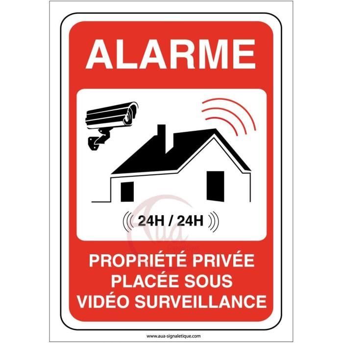 Panneau Alarme sécurité sous vidéo Surveillance 24h/24