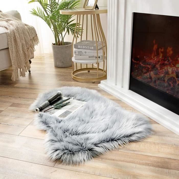 Tapis Fausse Fourrure 75x120cm - Blanc - Simili Peau Mouton - Décoration Chambre Et Salon