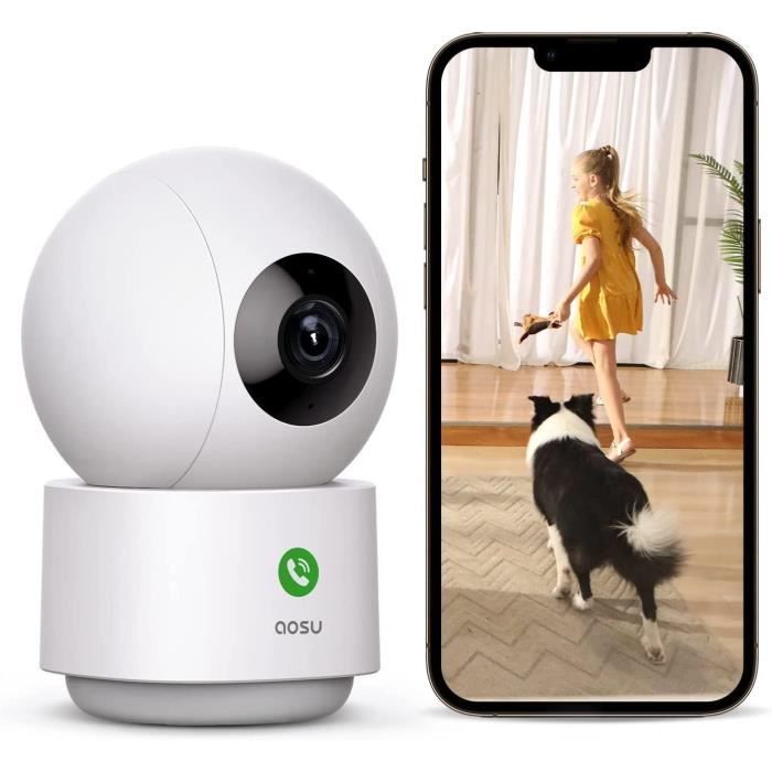 Caméra Surveillance WiFi Intérieure 360°,2K Babyphone Camera, Camera