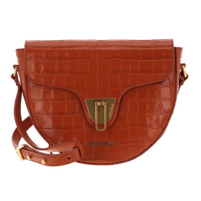 Sac à Main Mini Coccinelle En Cuir Croco Marron Chestnut - Bandoulière Ajustable - Neuf Avec étiquettes