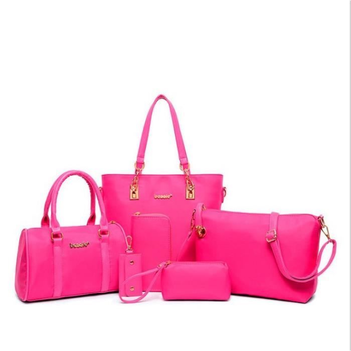 Sac a Main Femmes rose Sac ?� Bandouli?�re D'?�paule Fourre-Tout Sac 6pcs - SAC104 - Cdiscount 