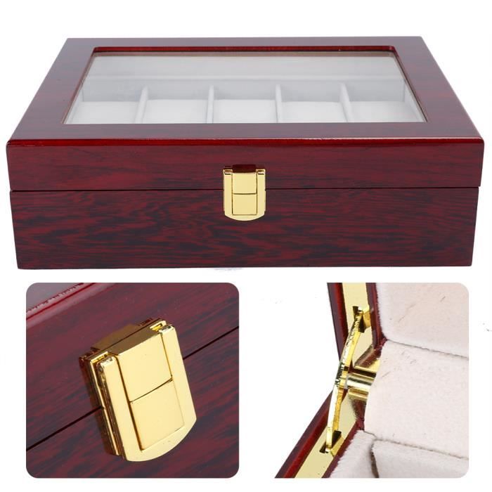 Boîte à Montres En Bois Avec Tiroir Valet – Vitrine En Bois Massif Pour Grandes Montres Hommes | Organiseur De Commode Avec Rangement Pour Bijoux, Lunettes De Soleil Et Bracelet De Montre