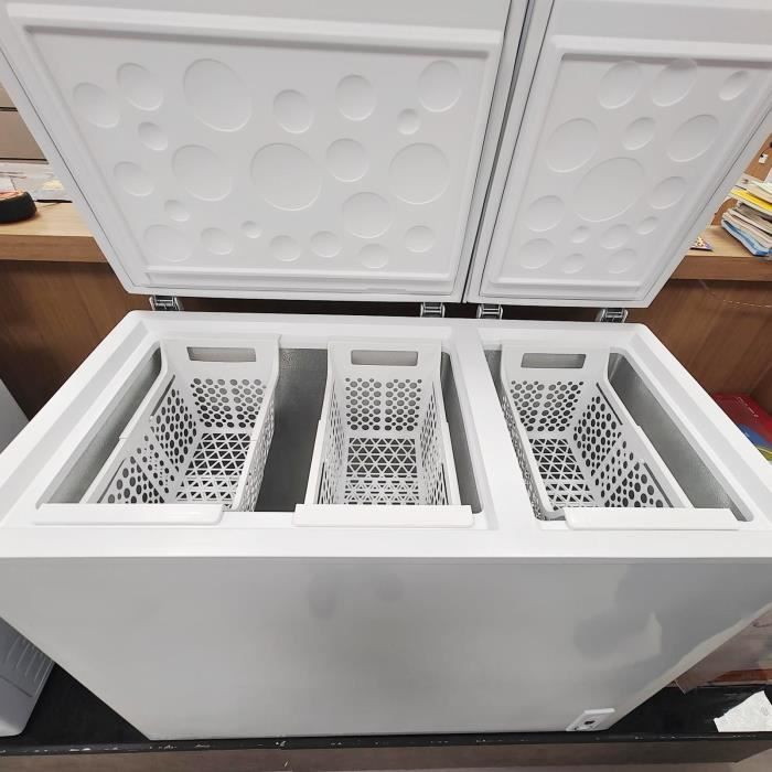 Séparateur De Congélateur Coffre En Plastique Blanc - 42x42x31,5 Cm - Panier Métallique Pour Organisation Des Aliments (fruits De Mer, Etc.) - 6