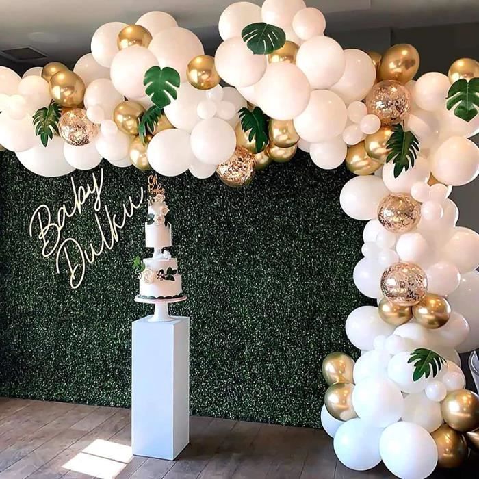 Arche de Ballon Blanc et Or 100Pcs Guirlande de Ballons Anniversaire pour  Baby Shower Fête Mariage Noël Nouvel An Fête de Filles - Cdiscount Maison