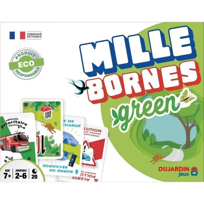 MILLE BORNES GREEN - Jeu de cartes - DUJARDIN - Parcourez les bornes en voiture électrique dans cette version écologique !