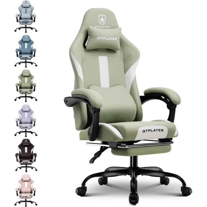 Chaise Gaming Chaise de Gamer Chaise de Bureau Respirante en Tissu de Haute Qualité avec Repose Pieds
