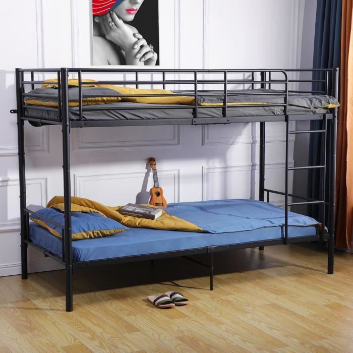 h.j wedoo lits superposés avec échelle - noir - style industriel