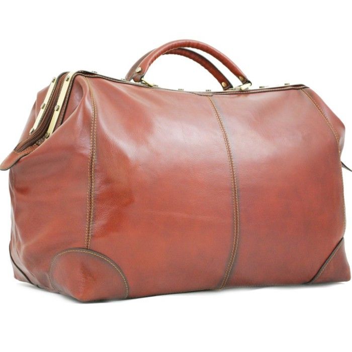 Sac De Voyage Cuir Vintage Style Diligence Old Angler
