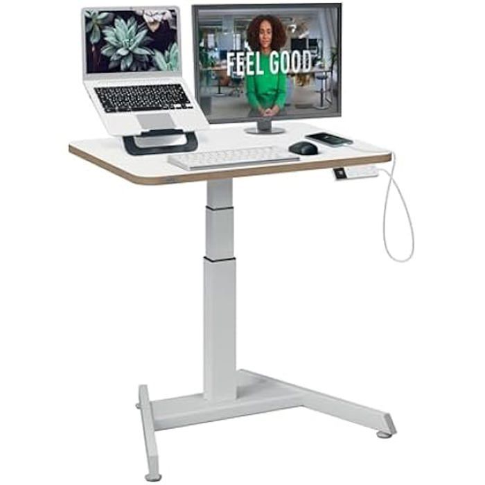 Bureau assis-debout électrique - LEITZ - Ergo - Réglable 65–130 cm - 4 préréglages (mémoire) - 5 ports USB