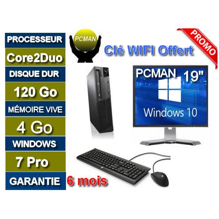 Ordinateur Complet Core2duo Ssd 1 Go Ram 4go Windows7 Un Ecran 19 Pouce Cle Wifi Offert Cdiscount Informatique