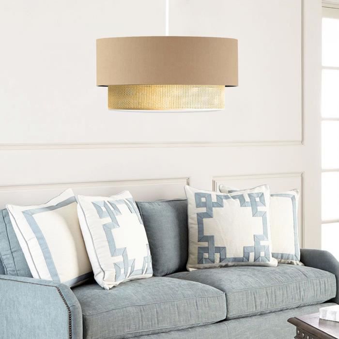 Suspension Loughborough E27 hauteur 70 cm beige - jaune