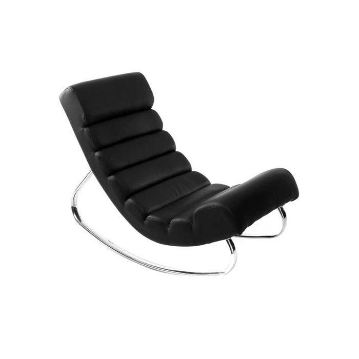 fauteuil design noir rocking chair taylor - miliboo - contemporain - pieds en métal - assise accueillante