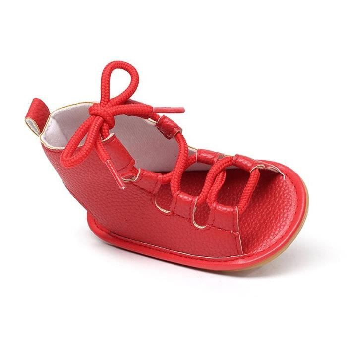 Chaussures Bebe Montant Scandales Spartiate Frais De Couleur Rouge Rouge Cdiscount