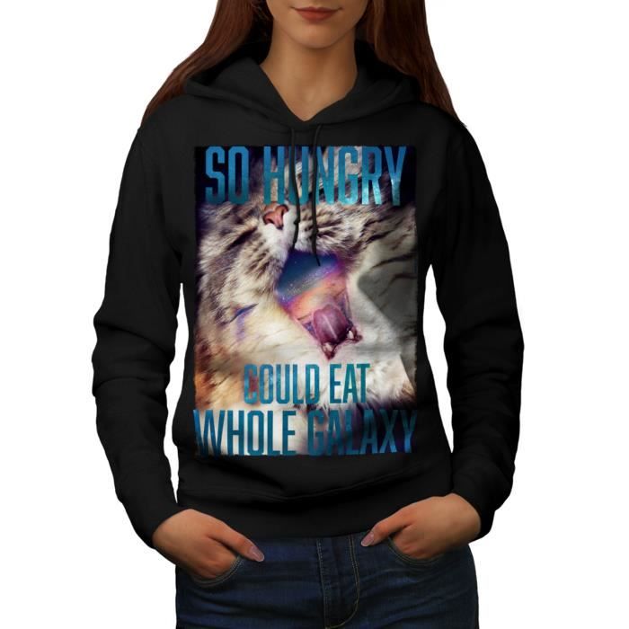 Affame Galaxie Chat Drole Noir Trou Women M Sweat A Capuche Wellcoda Noir Achat Vente Sweatshirt Cdiscount