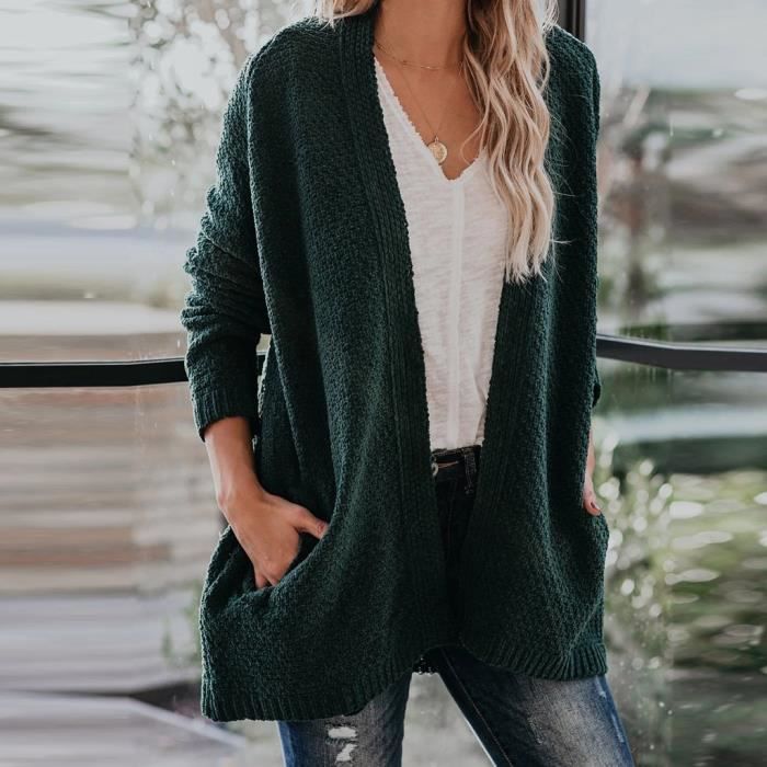Maternity Cardigan De Maternité Surdimensionné En Tricot Rayé