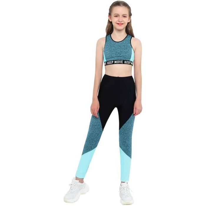 Iixpin Ensemble de Sport Fille Enfant Fitness Gym Legging Running Jogging Yoga Debardeur 4 16 Ans Bleu Bleu Cdiscount Sport