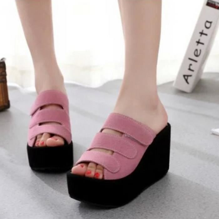 CC™ Escarpin Femmes - Chaussures compensées givrées résistantes à l'usure  et confortables - rose - Achat / Vente ESCARPIN pas cher - Cdiscount