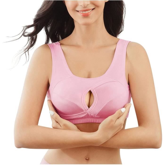 Brassiere de sport Grande taille Fermeture avant Push Up Elastique A sechage rapide Rose Cdiscount Sport
