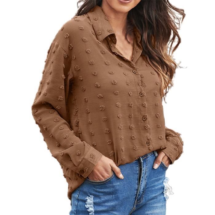 Chemise décontractée fendue à revers pailletés